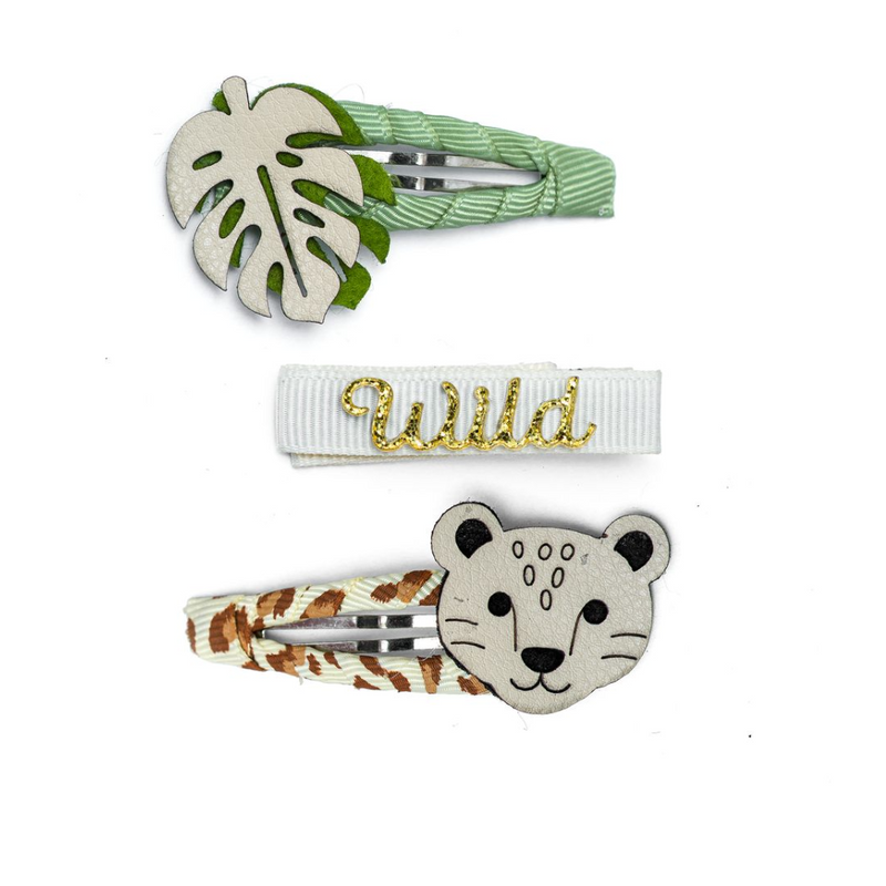 Wild Jungle Leopard Leather Snap Clips