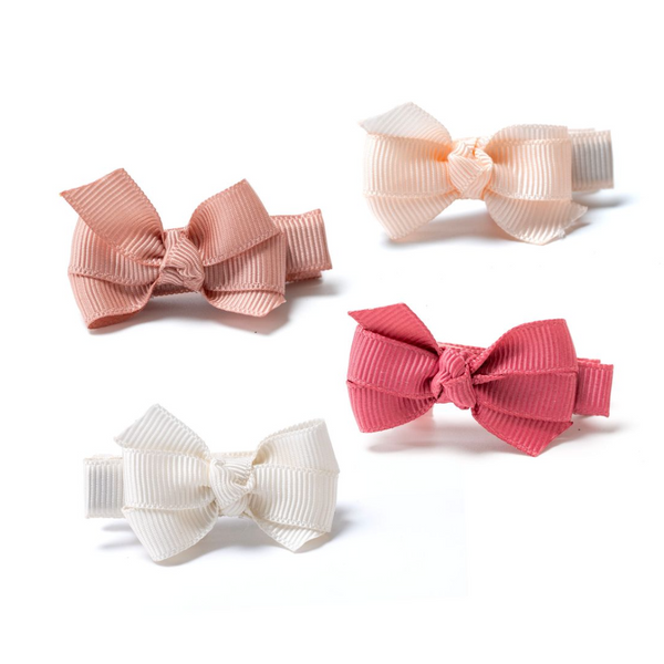 Baby Bows Pink Earthy Shades Set of 4 Hair Clips
