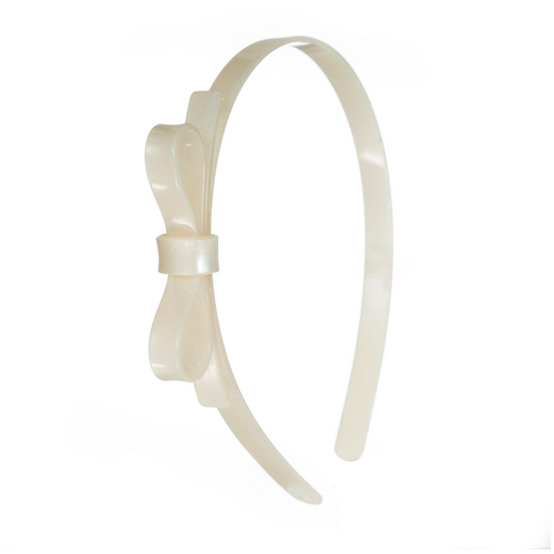 Thin Bow Pearl White Headband