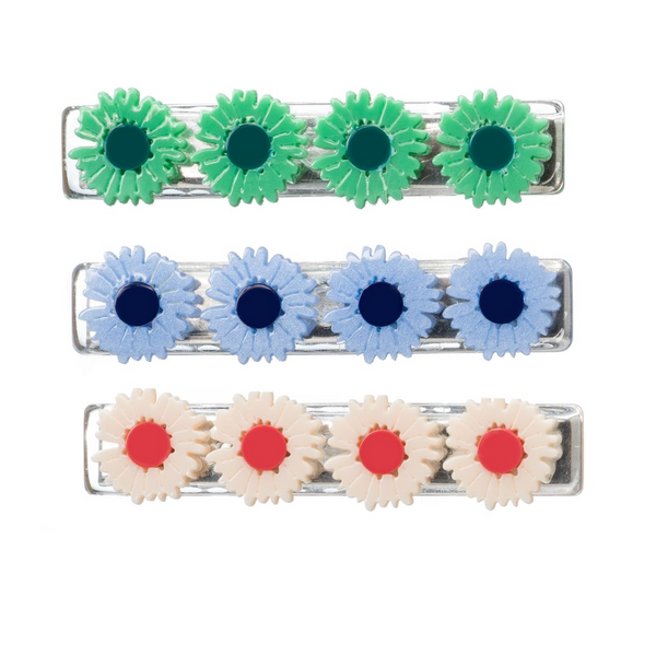 Daisy Green Blue Cream Hair Clips