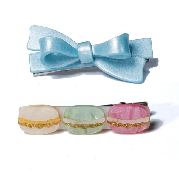 Macaron Blue Bow Hair Clips