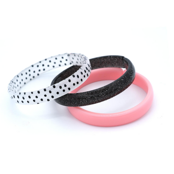 Polka Dots Black Glitter Bangle Set