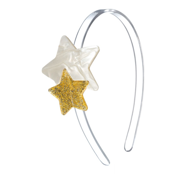 Star Glitter Gold Pearl White Headband