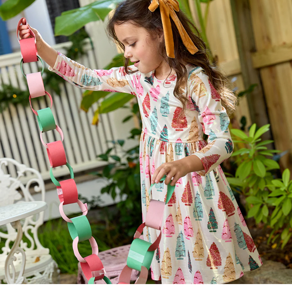Girls Lame Steph Dress Bottle Brush Trees