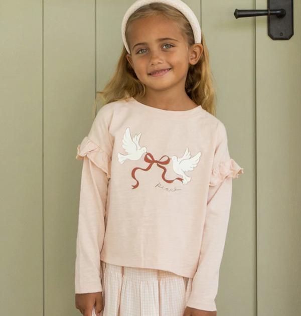Ruffle Long Sleeve Tee Peace