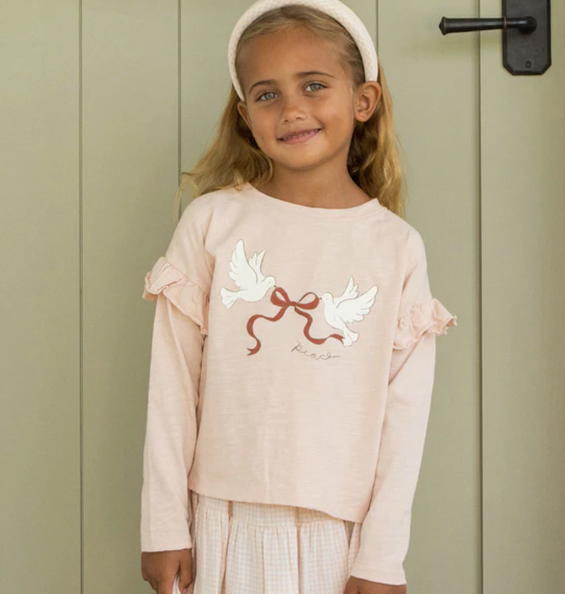 Ruffle Long Sleeve Tee Peace