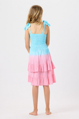 Kids Begonias Dress Turquoise Watermelon Ombre