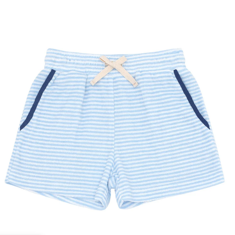 Boys powder blue stripe french terry short