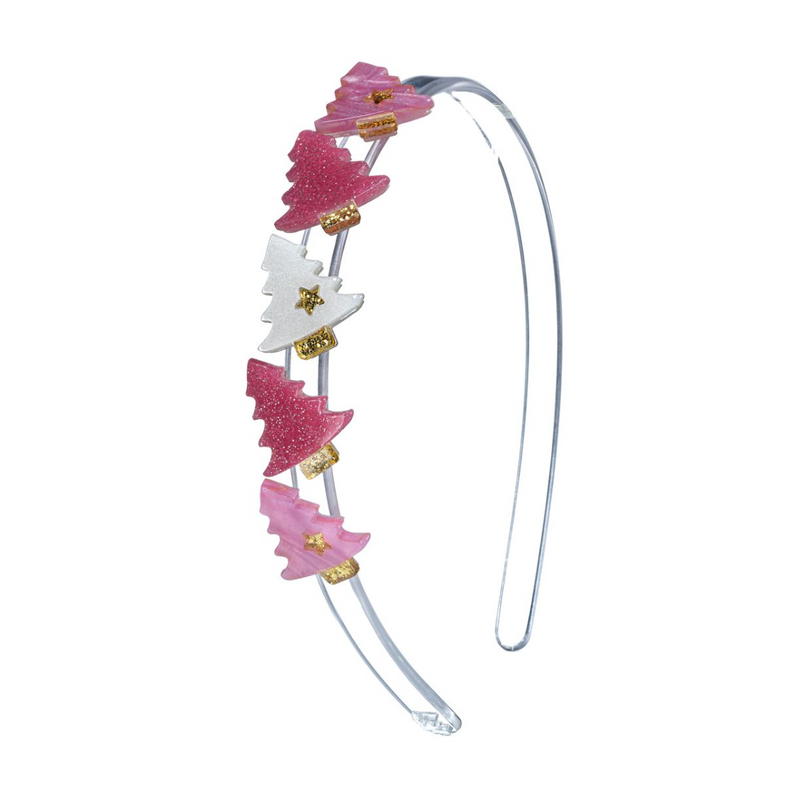 Tree Glitter Pink White Headband