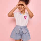 Sparkle Bow Denim Short