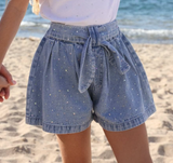 Sparkle Bow Denim Short