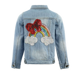 Rainbow Bow Gem Denim Jacket