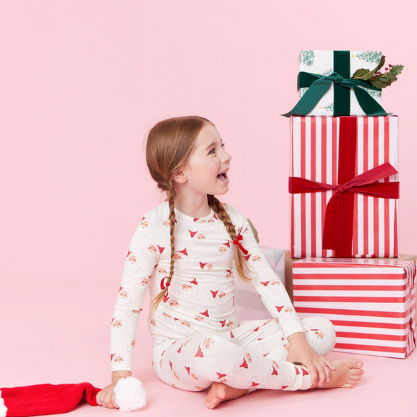 Kids Bamboo PJ Set Small Santas
