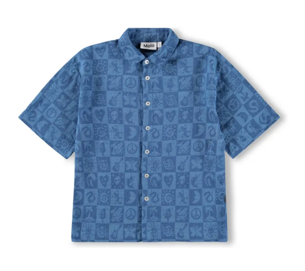 Molo Richie Woven boy shirt featuring a stylish woven design and button-down front, ideal for casual or formal wear.