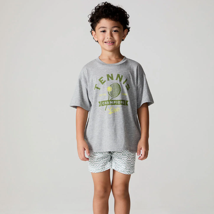Chaser Tennis Club Tee, white cotton t-shirt with tennis club logo, casual athletic wear, front view.