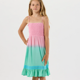 Kids Avalon Dress Flamingo Teal Ombre