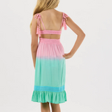 Kids Avalon Dress Flamingo Teal Ombre