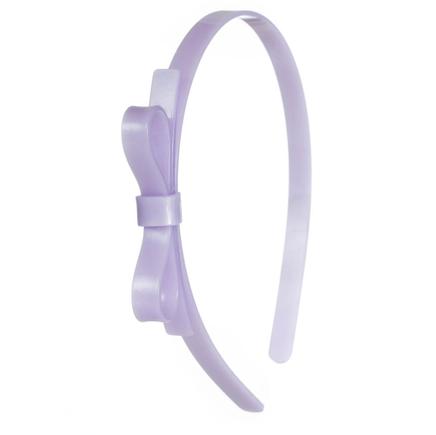 THIN BOW PURPLE SATIN HEADBAND