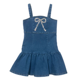 Ellie Crystal Bow Denim Dress