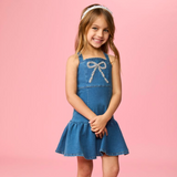 Ellie Crystal Bow Denim Dress