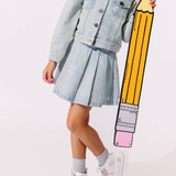 Sparkle Bows Denim Pleated Skirt