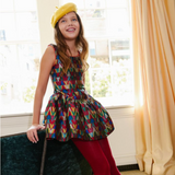 Rainbow Vibes Metallic Bubble Dress