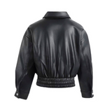 Studded Bow Vegan Leather Jacket