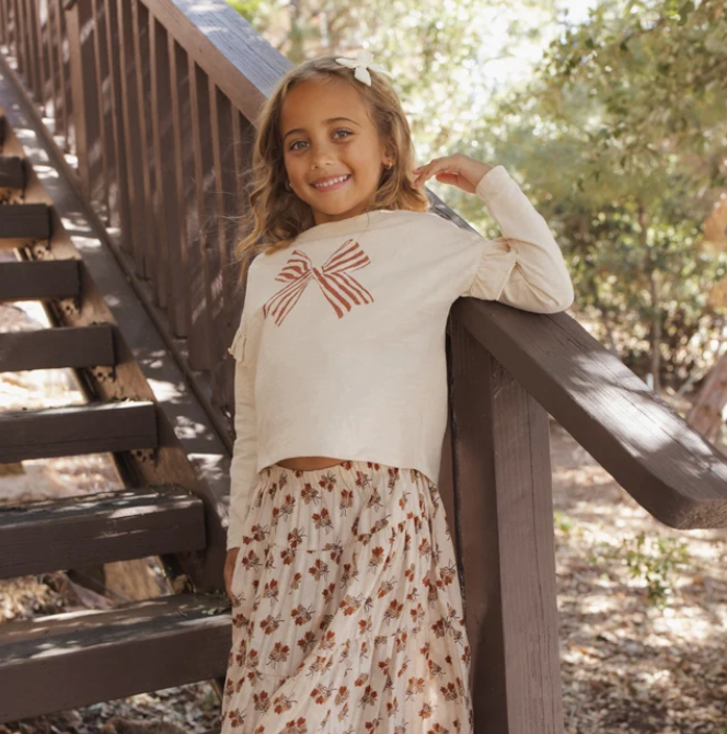 Ruffle Long Sleeve Tee Bow