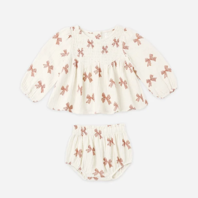 Sophia Top + Bloomer Set Peppermint Bows