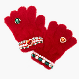 Ruby Red Jeweled Gloves