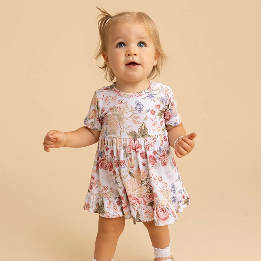 Kristiana Ruffled Twirl Bodysuit Dress