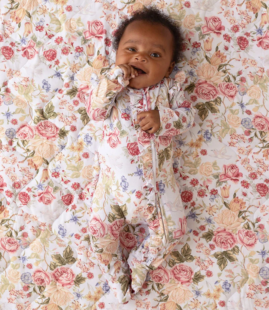 Kristiana Picot Footie Ruffled Zippered One Piece