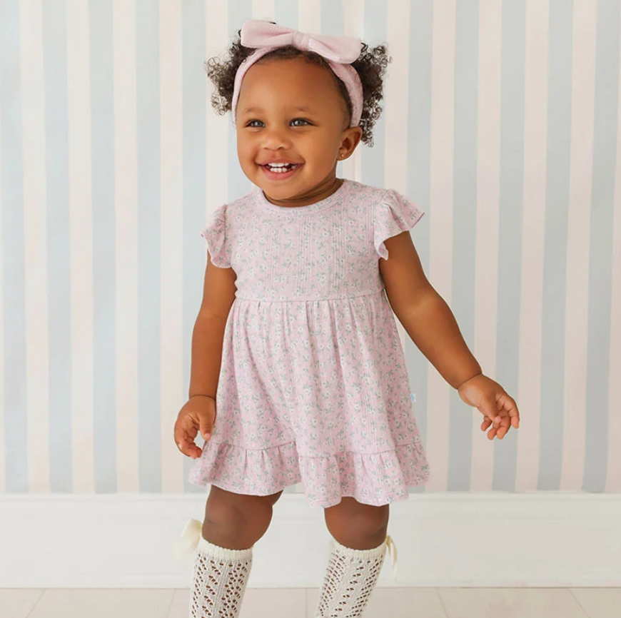 Andina Rose Pointelle Ruffled Bodysuit Dress