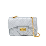 Classic Quilted Sparkle Mini Bag: Purple
