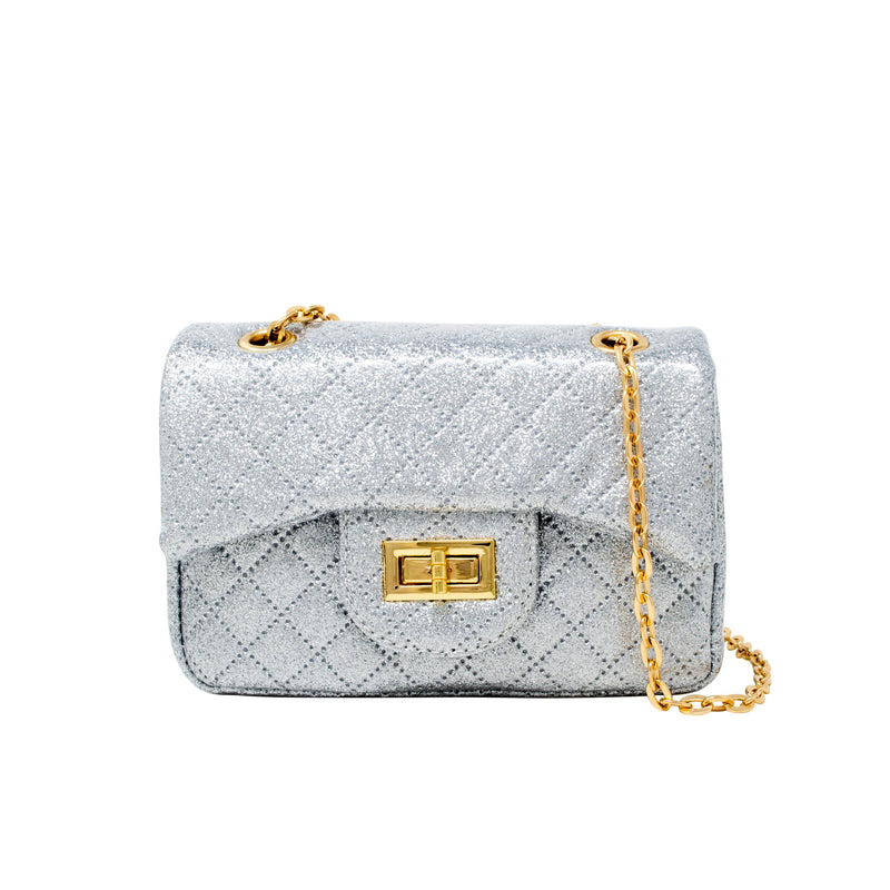 Classic Quilted Sparkle Mini Bag: Purple