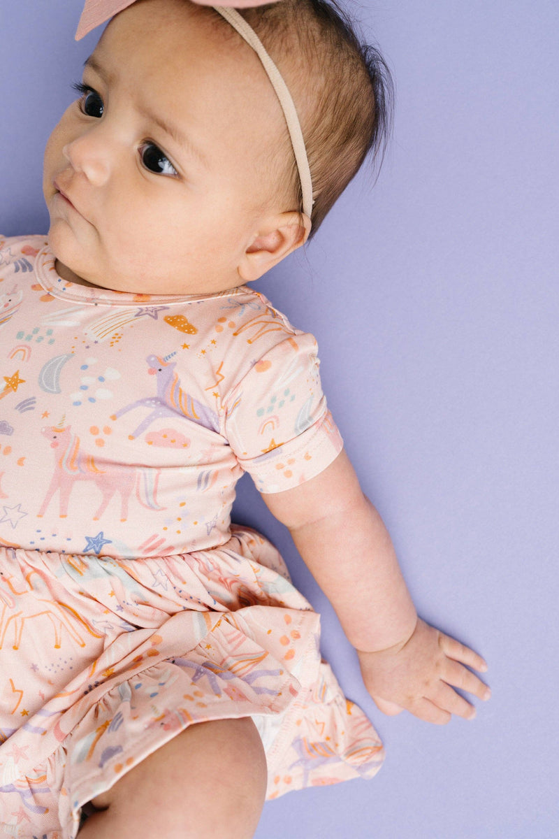 Stardust Unicorns Short Sleeve Bodysuit Bamboo Dress