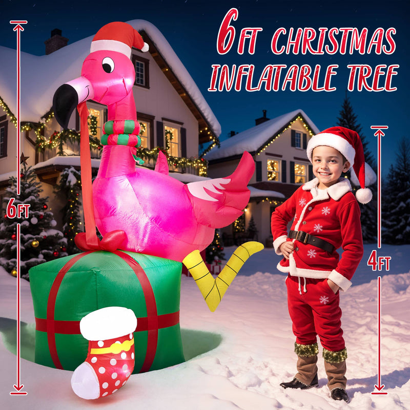 6FT Christmas Flamingo Inflatable Decorations