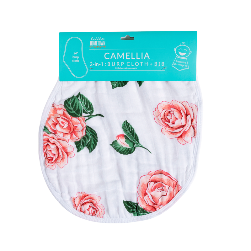 Camellia Baby 2-in-1 Burp Cloth and Bib (Floral)