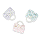 Pink girls' tweed jumbo pearl bow handbag with handle, featuring a stylish and charming design by Tiny Treats and ZOMI GEMS.