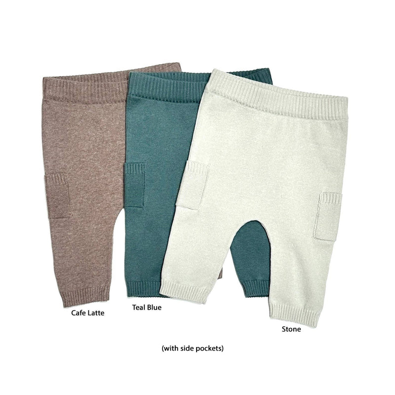 Baby Side Pocket Sweater Knit Pants FW23 (Organic Cotton): 0-3 Month / Teal Blue