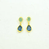 Aveline Earring Gold Plated - Blue Iolite & Aqua Chalcedony