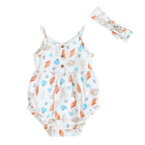 Seashell Baby Romper & Headband Set (Organic Muslin): Natural / 0-3M