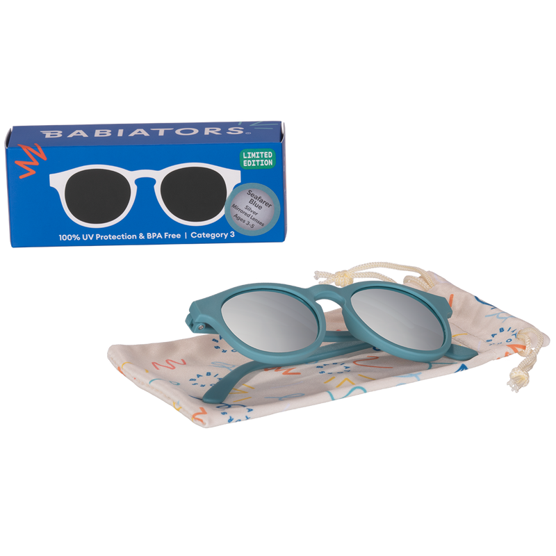 Kids Seafarer Blue Keyhole sunglasses with Silver Lens: Ages 3-5
