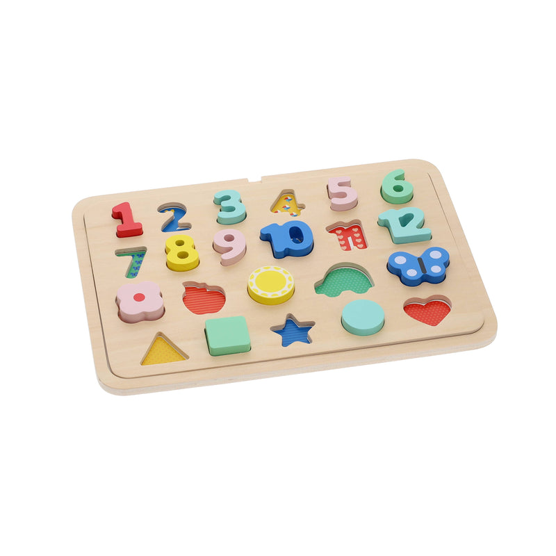 Wooden Tray Puzzle - Numbers, Shapes, Colors