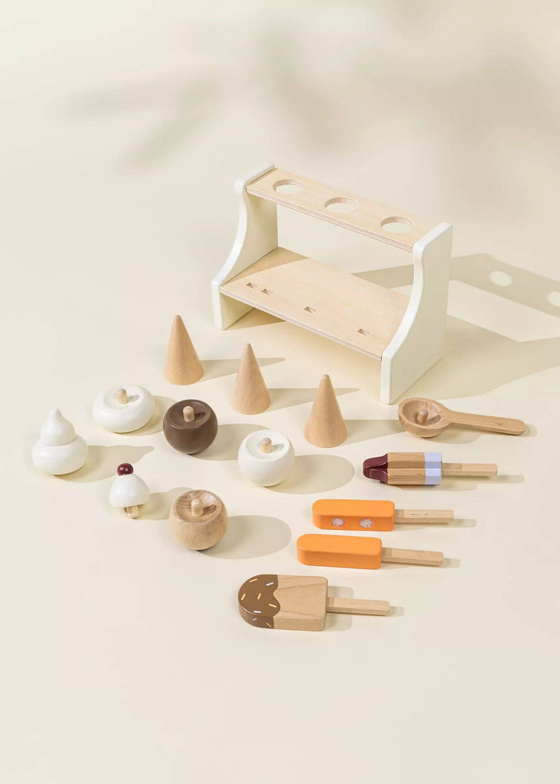 Wooden Ice Cream Stand and Accessories