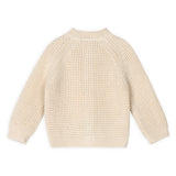 Avery Button & Pocket Chunky Sweater Knit Baby Cardigan: Natural / 0-3M