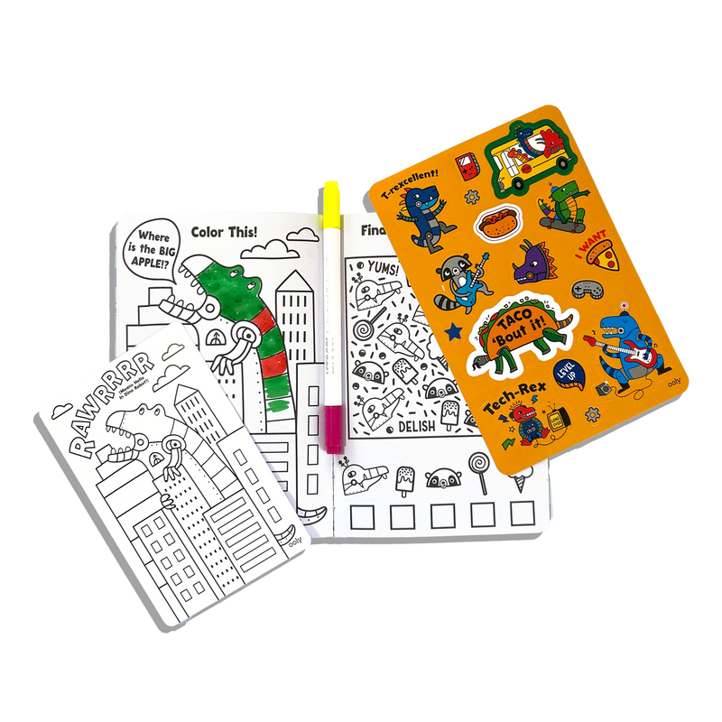 Let's Go!: Activity & Coloring Kit - Robo Dinos