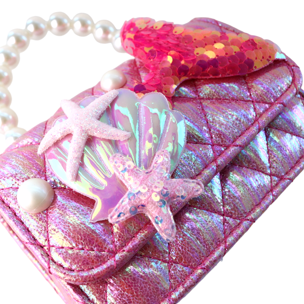 B1334 Mermaid Shiny Quilted Purse (3 Colors): Purple