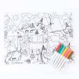 Silicone Reusable Coloring Tablemat for Kids - Dinosaurs