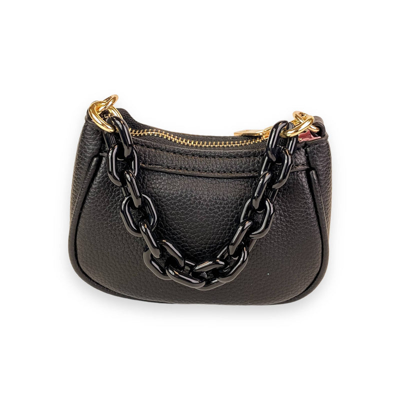 B1310 Pearl Studs Mini Leather Shoulder Bag: Fuchsia